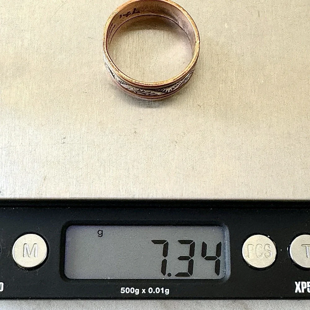 Mens Navajo Sterling Copper Wedding Band Sz 14 Ring Signed Secatero Native Amer